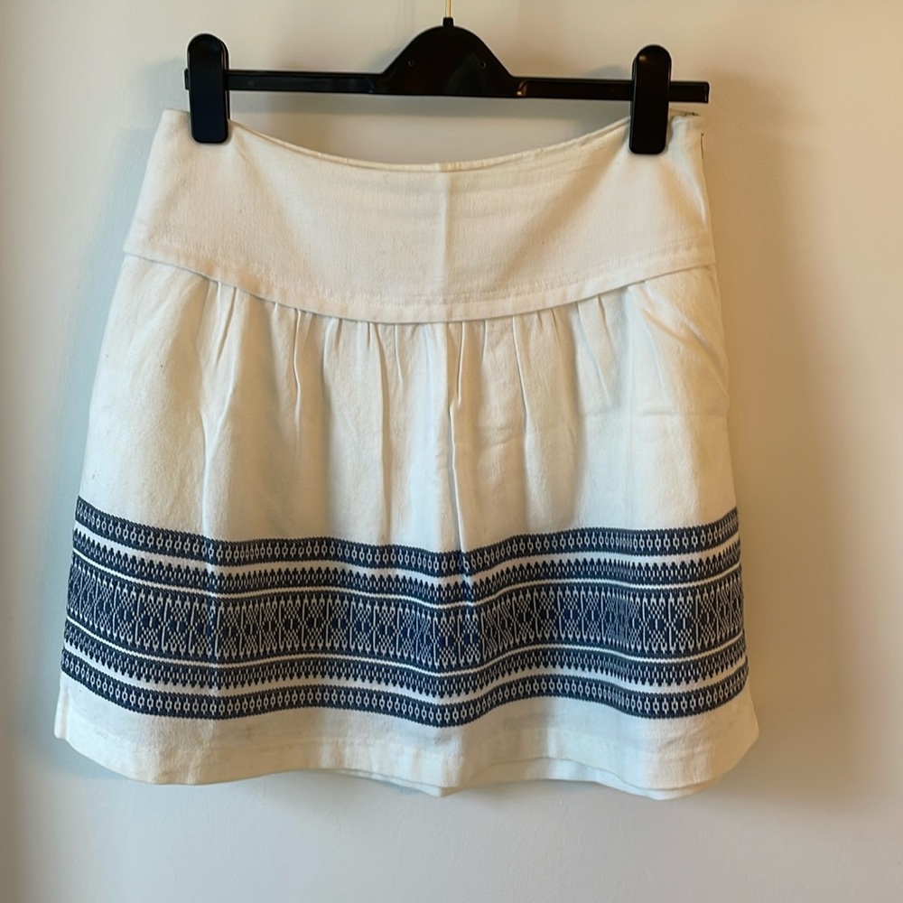 Madewell White Cotton Embroidered Skirt, Size 6